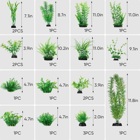 PONDON 10PCS Fish Tank Decorations, Green Aquarium Plants Decor for Hideout, Large Plastic Plants Decor Accessories in Saudi Arabia
