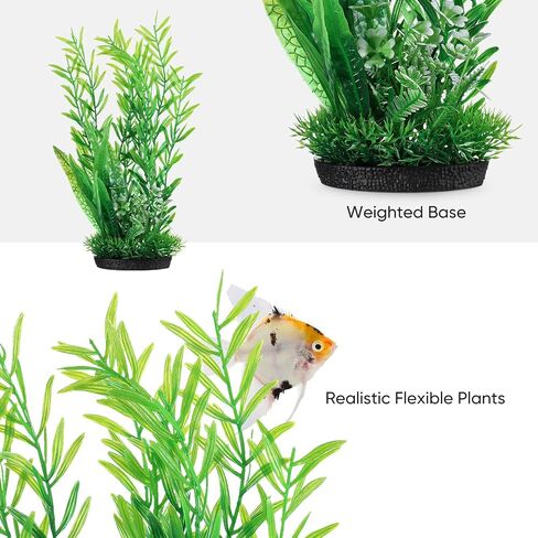 PONDON 10PCS Fish Tank Decorations, Green Aquarium Plants Decor for Hideout, Large Plastic Plants Decor Accessories in Saudi Arabia