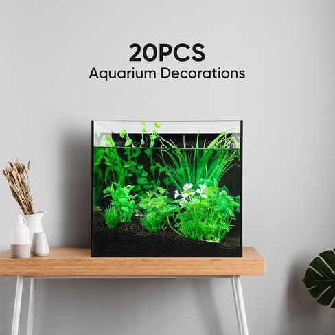 PONDON 10PCS Fish Tank Decorations, Green Aquarium Plants Decor for Hideout, Large Plastic Plants Decor Accessories in Saudi Arabia