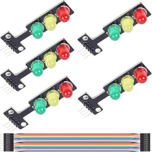 5 قطع وحدة عرض ضوء المرور الصغيرة LED تيار مستمر 5 فولت 5 مم وحدة عرض صغيرة صمام ثنائي باعث للضوء إشارة المرور مع كابل دوبونت لاردوينو DIY in Saudi Arabia