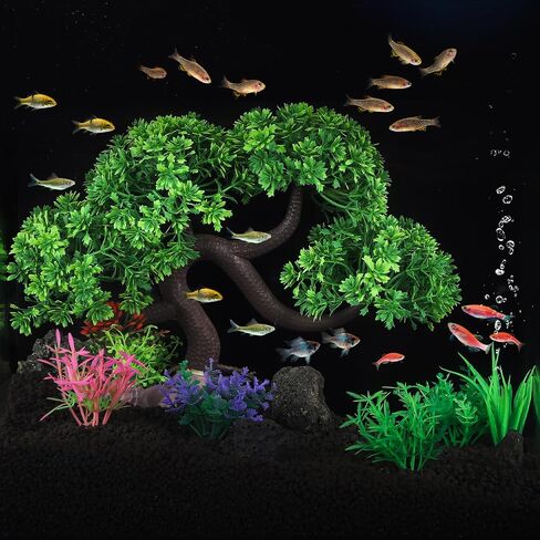 PONDON 10PCS Fish Tank Decorations, Green Aquarium Plants Decor for Hideout, Large Plastic Plants Decor Accessories in Saudi Arabia