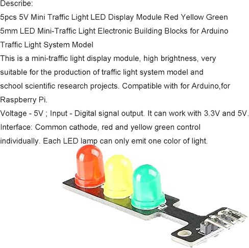 5 قطع وحدة عرض ضوء المرور الصغيرة LED تيار مستمر 5 فولت 5 مم وحدة عرض صغيرة صمام ثنائي باعث للضوء إشارة المرور مع كابل دوبونت لاردوينو DIY in Saudi Arabia