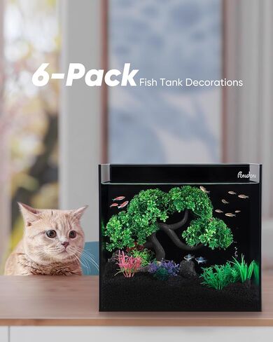 PONDON 10PCS Fish Tank Decorations, Green Aquarium Plants Decor for Hideout, Large Plastic Plants Decor Accessories in Saudi Arabia