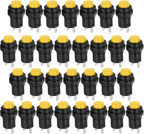 30 قطعة 12 مللي متر الأصفر لحظة صغيرة مفتاح بـزر دفع زر مستدير التبديل الذاتي قفل الإغلاق التبديل التيار المتناوب 250 فولت/1.5A 125 فولت/3A in Kuwait