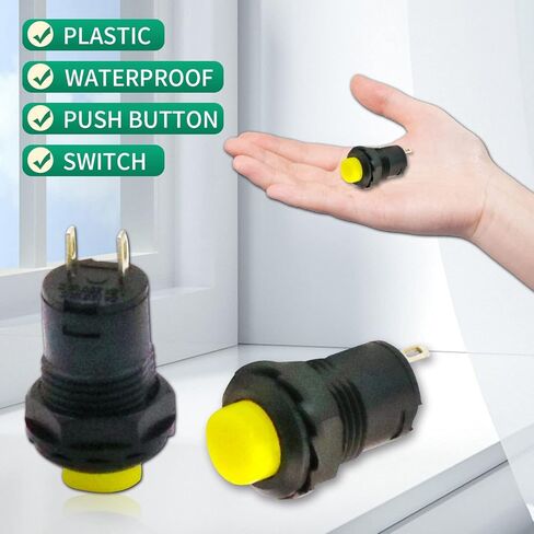 30 قطعة 12 مللي متر الأصفر لحظة صغيرة مفتاح بـزر دفع زر مستدير التبديل الذاتي قفل الإغلاق التبديل التيار المتناوب 250 فولت/1.5A 125 فولت/3A in Kuwait