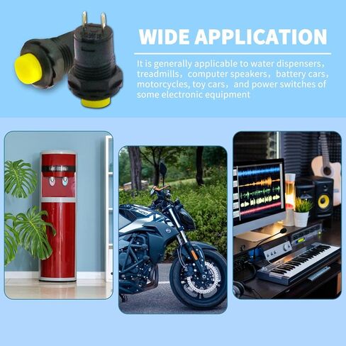 30 قطعة 12 مللي متر الأصفر لحظة صغيرة مفتاح بـزر دفع زر مستدير التبديل الذاتي قفل الإغلاق التبديل التيار المتناوب 250 فولت/1.5A 125 فولت/3A in Kuwait