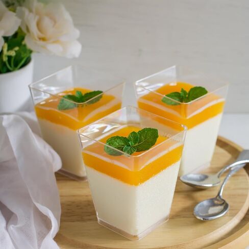 JOLLY CHEF 50 Pack 5 oz Plastic Dessert Cups with Lids & Spoons, Yogurt Parfait Appetizer Cup for Party, Clear Mini Dessert Shooter Cups for Pudding Fruit Trifle Ice Cream in Saudi Arabia