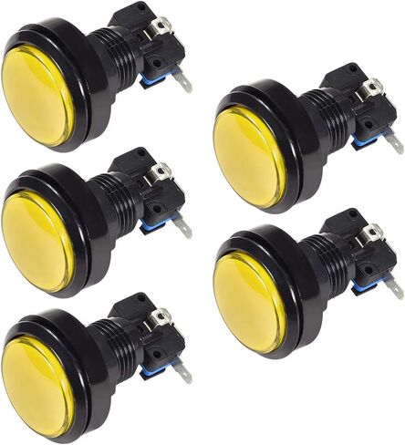 uxcell Game Push Button 46mm Round 12V LED Illuminated Push Button Switch with Micro Switch for Arcade Video Games Yellow 5pcs in Saudi Arabia