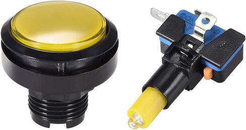 uxcell Game Push Button 46mm Round 12V LED Illuminated Push Button Switch with Micro Switch for Arcade Video Games Yellow 5pcs in Saudi Arabia