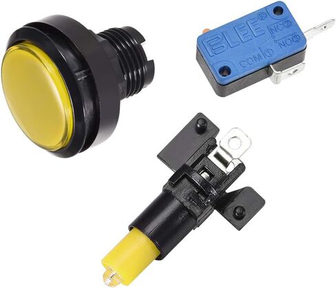 uxcell Game Push Button 46mm Round 12V LED Illuminated Push Button Switch with Micro Switch for Arcade Video Games Yellow 5pcs in Saudi Arabia
