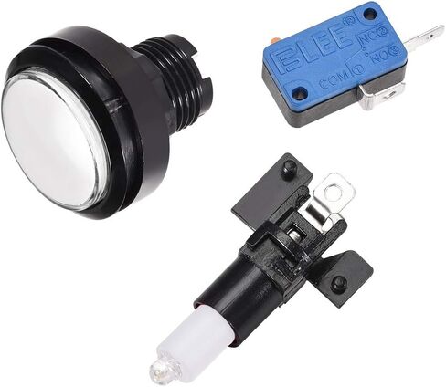 uxcell Game Push Button 46mm Round 12V LED Illuminated Push Button Switch with Micro Switch for Arcade Video Games Yellow 5pcs in Saudi Arabia
