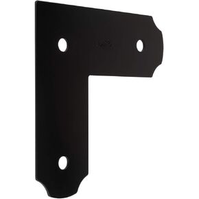 National Hardware N800-014 Decorative L Strap Outdoor Reinforcement Hardware Accents Brackets and Bracers for Pergolas Gazebos Garden Arches and Raised Garden Beds, 3 X 8 1/4 X 8 1/4, Hartley, Black