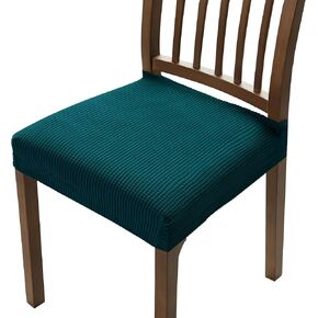 Chair Seat Covers Jacquard Removable Washable Chair Seat Slipcovers Anti-Dust Stretch Spandex Seater Cover Dining Room Upholstered Chair Protector(2 pcs, Jacquard Smoky Blue)
