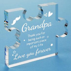 Funnli Grandpa Gifts Acrylic Puzzle Plaque - Grandpa Birthday Gifts - Gifts for Grandpa 3.35 x 2.76 Inch Desk Decorations - Christmas Fathers Day Birthday Card Gifts for Grandpa