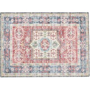 Great Bay Home Washable Entry Rug | 2x3 Blue Indoor Door Mat, Small Accent Throw Rug for Bedroom, Bathroom, Kitchen, or Entryway | Thin Vintage Patterned Accent Rug (Blue, 2' x 3')