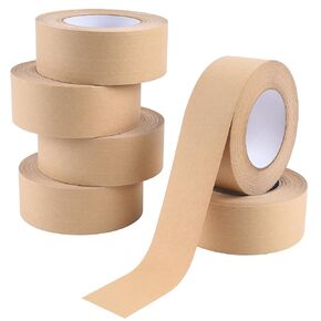 Lichamp Water Activated Tape, 6 Pack 2 inch x 165ft Brown Packing tape Kraft Paper Tape, Suitable for Heavy-duty Packaging and Transportation Writable, Environmentally Friendly, Biodegradable