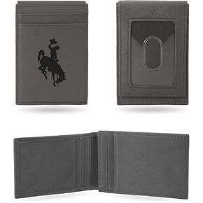 Rico Industries NCAA Wyoming Cowboys Gray Laser Engraved Front Pocket Wallet Laser Engraved Front Pocket Wallet - Compact/Comfortable/Slim