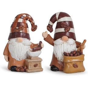 Hodao 2PCS Coffee Gnomes Coffee Bar Decor Accessories Spring Summer Swedish Tomte Elf Dwarf Figurines Coffee Time Gnomes Gift Tasteful Company on The Couch Indoor Home Decorations (Coffee1)