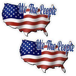 We The People Patriotic Sticker Decal - American USA Flag Vinyl Glossy Sticker - 2 Pack