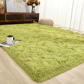 Unirea Fluffy Runner Rug for Bedroom Living Room 2x4 Feet, Green Shag Area Rugs Soft Plush Carpet Thick Long Fur Rug for Hallway Bedside Kids Nursery Girls Room Home Decor Mats