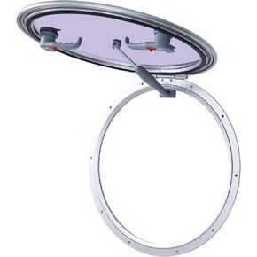Amarine Made Anodized Aluminum Marine Hatch, 21.4" Diameter Boat Compartment Hatch, Marine Deck Access Hatch & Lid for 15mm Deck in Marine Environment, Boat Skylights Window for Boat/Yacht/RV, Silver