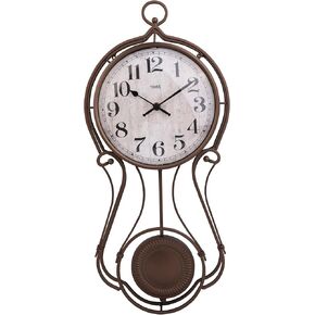 Lily's Home Antique Metal Pendulum Wall Clock with Chimes - Elegant Regulator Clock for for Living Room & Home Decor & Kitchen Decor & Wall Décor
