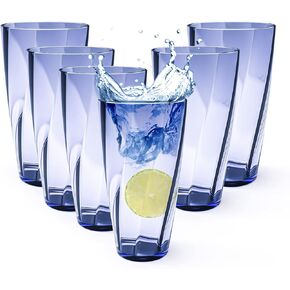 Unbreakable Plastic Cups Plastic Highball Drinking Glasses Tumbler, Large Water Tumbler Set (Set Of 6, 25 Oz) Dishwasher Safe (New Blue) in Saudi Arabia