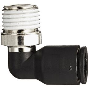 Legris 3109 08 13 Nylon & Nickel-Plated Brass Push-to-Connect Fitting, 90 Degree Elbow, 5/16" or 8 mm Tube OD x 1/4" BSPT Male