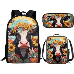 FKELYI Hawaiian Hibiscus Flowers Children Backpack for Kids Girls School Bags Preschool Bookbag Backpacks with Lunch Box Pencil Holder Set of 3pcs
