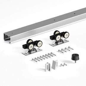 4FT Commercial Grade Sliding Pocket Door Hardware Track Kit,Top Mount,Heavy Duty,Smoothly and Quite,Easy to Install,Aluminum(Door is not Included)