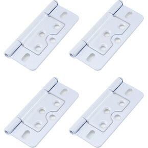 Wealrit 4 pcs White Non-Mortise Hinges Metal Door Hinges Heavy Duty Hinges with Screws