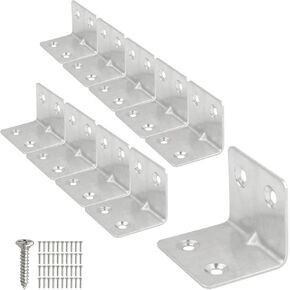 Corner Brace, Stainless Steel Right Angle Joint Corner Brackets Fastener, Mounting Screws Included, 20 Pack