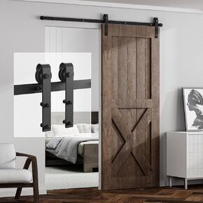 2PCS AONAYIOA Adjustable Roller Sliding Barn Door Bottom Floor Guide, Wall Mounted Barn Door Floor Guide, with Flush Flat Bottom, Fit All Size Door (Black)