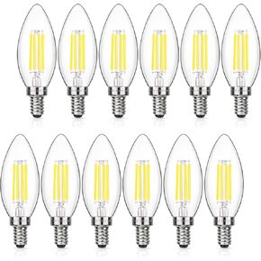 MAXvolador Dimmable E12 LED Candelabra Bulbs 60W Equivalent, Daylight White 5000K, 600LM Chandelier Light Bulb, B11 LED Candle Light Bulbs, 12 Pack