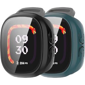 Case Compatible for Fitbit Ace LTE Frame PC Protective Cover with Tempered Glass Film for Google Fitbit Ace LTE Kids Smartwatch Screen Protectors Accessories (6Colors)