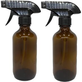 8oz Amber Glass Bottles with Durable Trigger Sprayers (2 Pack)