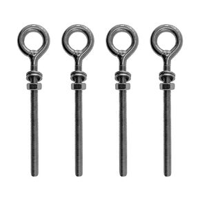 US STAINLESS 4 Pieces Stainless Steel 316 M6 Eye Bolt 6mm x 40mm (1/4" x 1 5/8") Marine Grade Pitch of 1