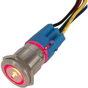 ESUPPORT Stainless Steel Momentary 19mm 12V 5A Blue LED Light Toggle Switch Socket Plug Wire Push Button Arrow 5Pin