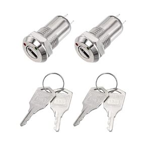 uxcell 12mm 2 Positions Key Lock Push Button Switches with Keys NO/OFF 2Pcs