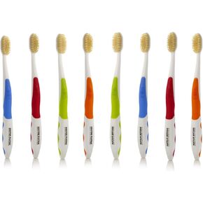 MOUTHWATCHERS Dr Plotkas Extra Soft Flossing Toothbrush Manual Soft Toothbrush for Adults, Ultra Clean Toothbrush, Good for Sensitive Teeth and Gums, Multicolor, 8 Pack