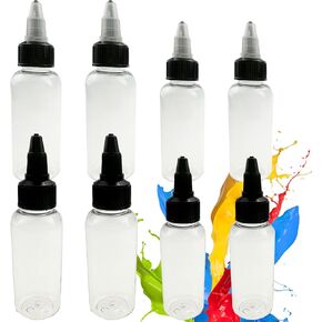 8 PACK Dispensing Bottles, Plastic Boston Squeeze Bottles with Twist Top Cap,Clear Plastic Bottle Lab Dispensing Bottles for Arts Crafts Hair Dyes Oil Liquid (50ML 30ML)