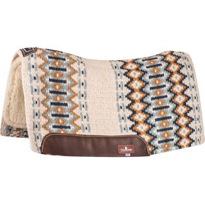 Classic Equine Sensorflex Wool Contoured Top Saddle Pad, Cream-Blue, 34-inch x 38-inch