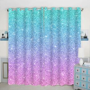 Multi-Colored Background Window Curtain Panels Blackout Curtain Bedroom Living Room Panels Thermal Insulated & Light Blocking 42W x 84L inch (Set of 2 Panels)