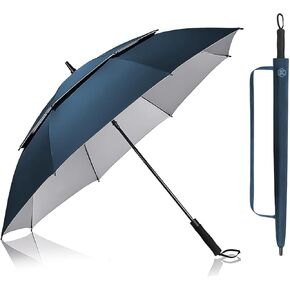 مظلة جولف مدمجة للحماية من الأشعة فوق البنفسجية بعامل حماية من الأشعة فوق البنفسجية 50+، مقاس 62/68 بوصة كبيرة جدًا ومظلة مزدوجة ذات فتحات تهوية مقاومة للرياح ومقاومة للماء للرجال والنساء in Kuwait