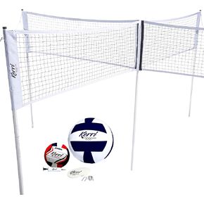 Franklin Sports Four Square Volleyball - مجموعة ألعاب كرة طائرة رباعية 4 طرق - الفناء الخلفي + شبكة كرة طائرة 4 مربعات للشاطئ + مجموعة ألعاب - لعبة مثالية للاستخدام في الهواء الطلق + لعبة عائلية للباب الخلفي