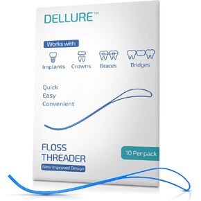 Dental Floss Threaders- 10 Envelopes of 10 (100) Braces Flossers, Designed for Braces, Bridges & Implants, Quick & Easy Flossing Solution
