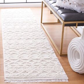 Safavieh Augustine Collection Area Rug - 5' x 7'7", Ivory, Moroccan Boho Rustic Fringe Design, Non-Shedding & Easy Care, Ideal for High Traffic Areas in Living Room, Bedroom (AGT758A)