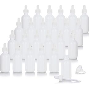 JUVITUS 2 oz / 60 ml Opal White Glass Boston Round White Dropper Bottle (24 pack) + Funnel in Saudi Arabia