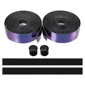X AUTOHAUX 1 Pair Bike Handlebar Tapes Non-Slip Shockproof Bicycle Handlebar Grip Tape Cycling Handle Wraps with End Plugs for Road Bike Blue Purple