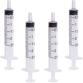 4 pcs 2ML/2.5ML (CC ) Plastic Syringe Disposable Individual Sealed Wrap Without Needle with Measurement for Scientific Feeding Pets Labs Watering Dispensing